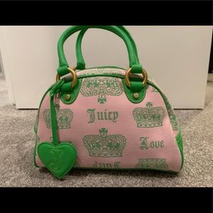Vintage neon green and pink Juicy Couture Bowler bag